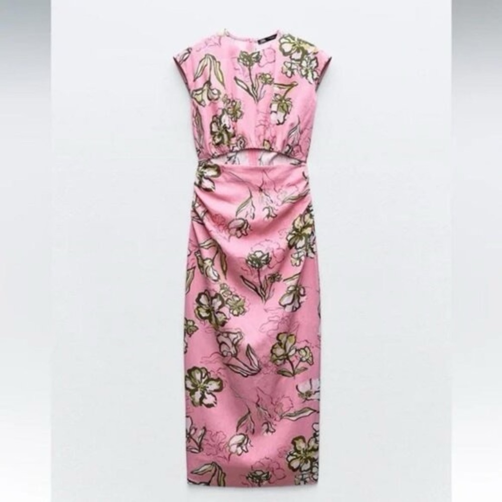Midi Floral printed Linen dress